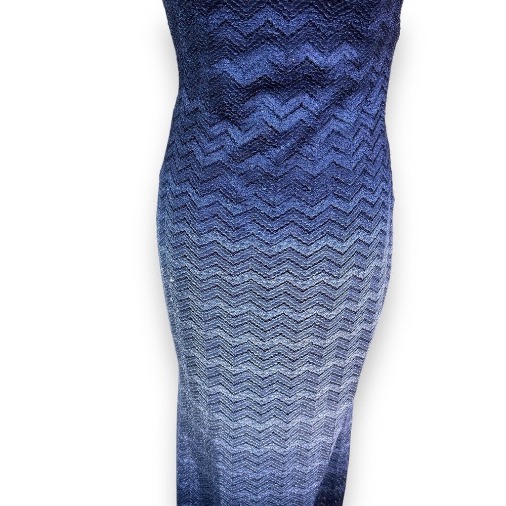 Betsy & Adam Blue Ombre Glitter Chevron Gown Strapless Sweetheart Womens 4/6/8 - Picture 8 of 11